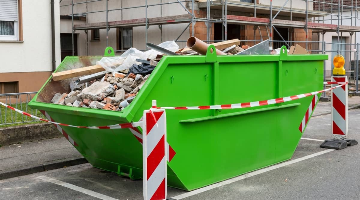 ARM-Container mit Baumischabfall beladen ARM-Container mit Baumischabfall beladen