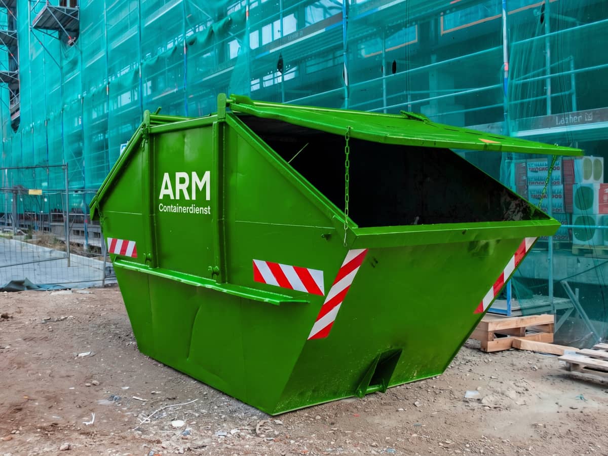 Grüner ARM-Container mit verschließbarem Deckel Grüner ARM-Container mit verschließbarem Deckel