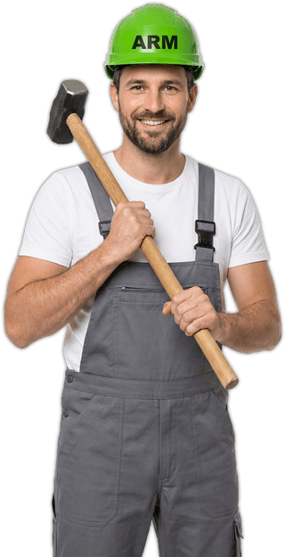 Handwerker von Containerdienst Büttelborn mit Vorschlaghammer Handwerker von Containerdienst Büttelborn mit Vorschlaghammer