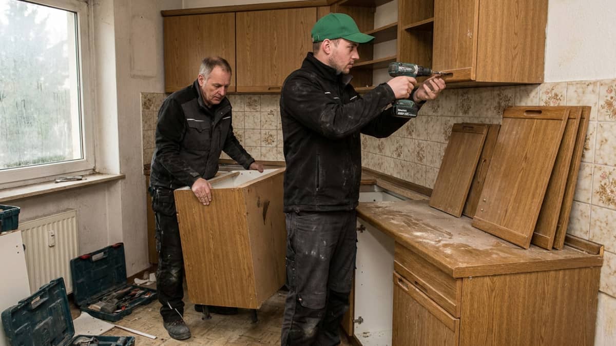 Einbauküchen-Demontage durch ARM-Team mit Akkuschrauber