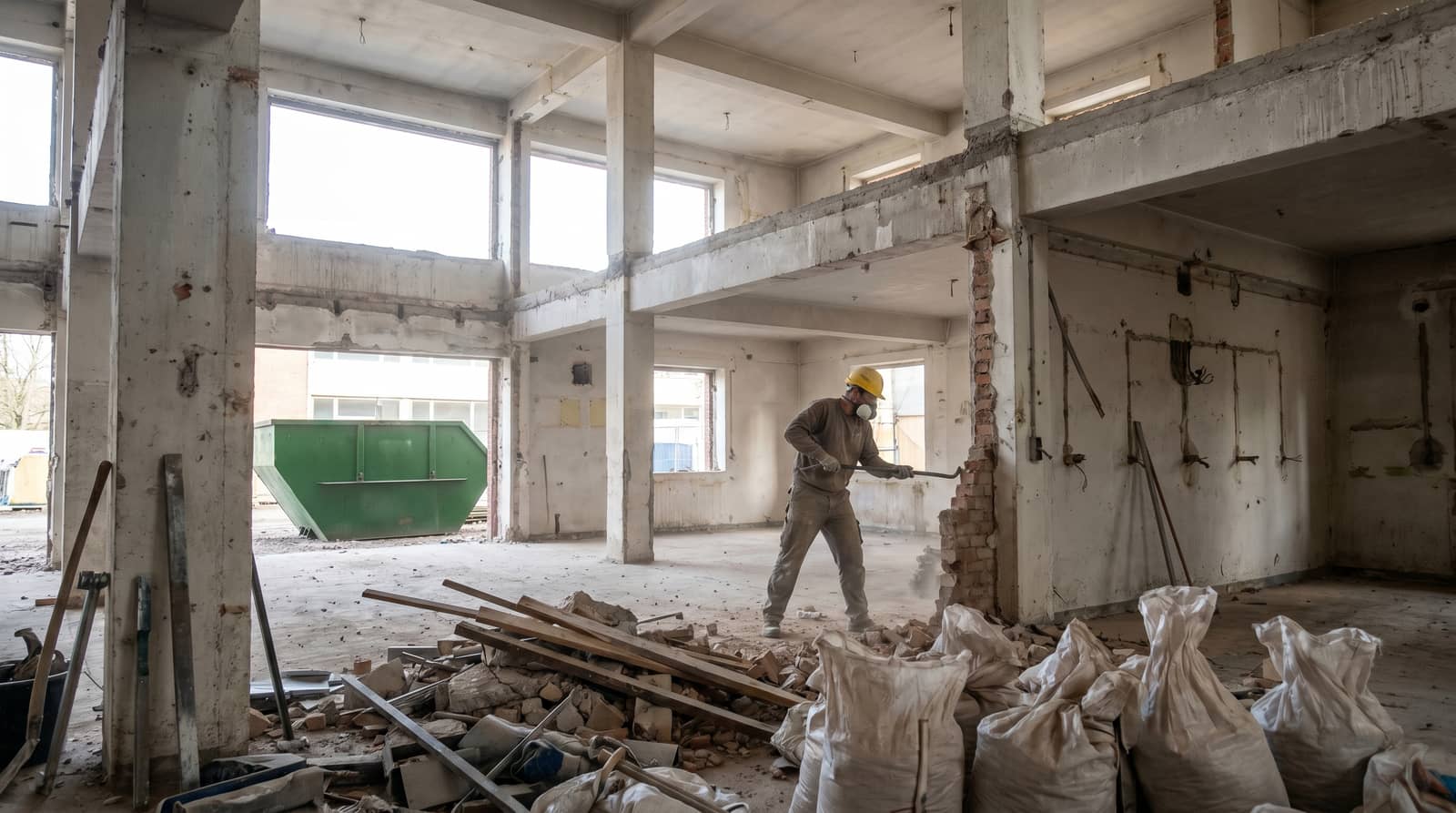 Entkernung eines Gebäudes vor der Sanierung durch ARM Containerdienst