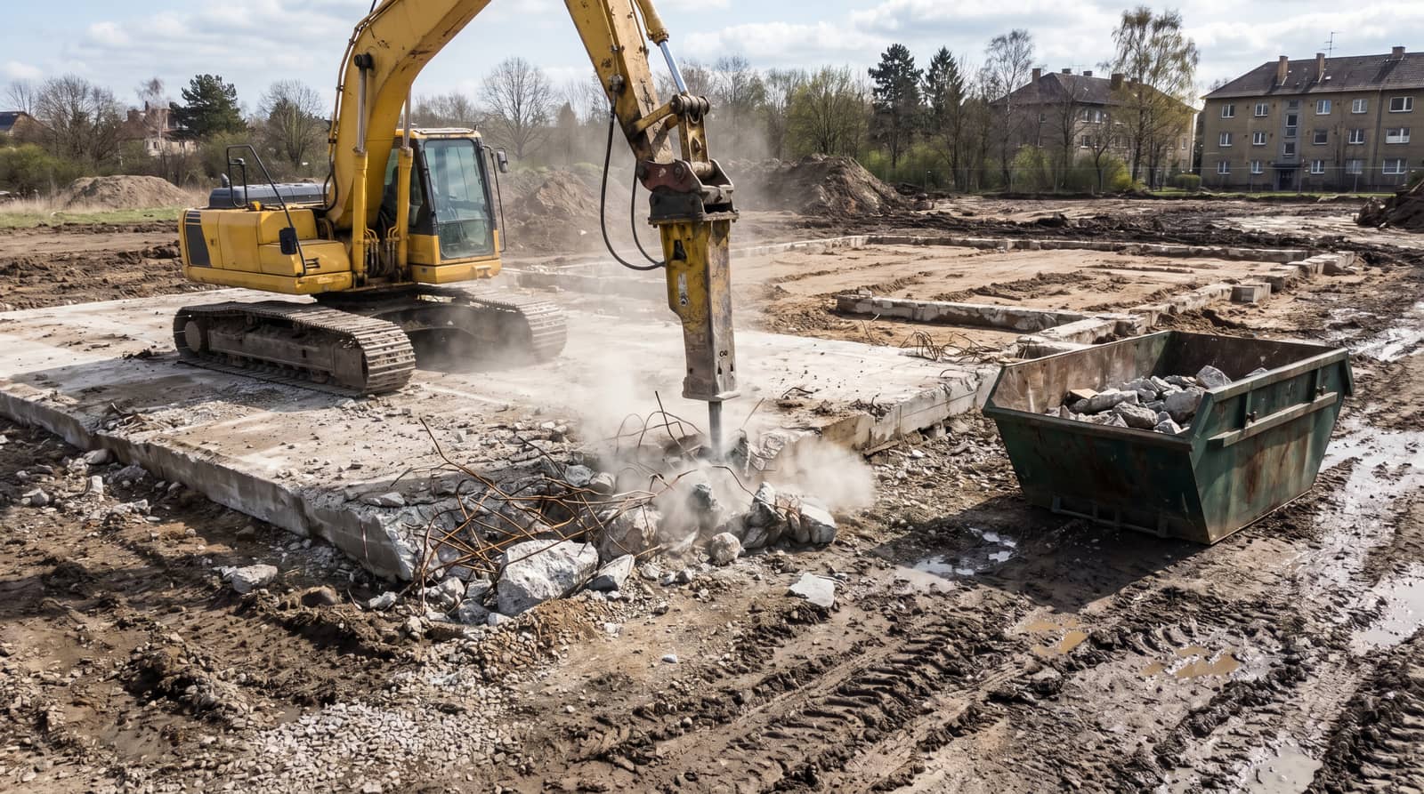 Abbruch einer Betonbodenplatte