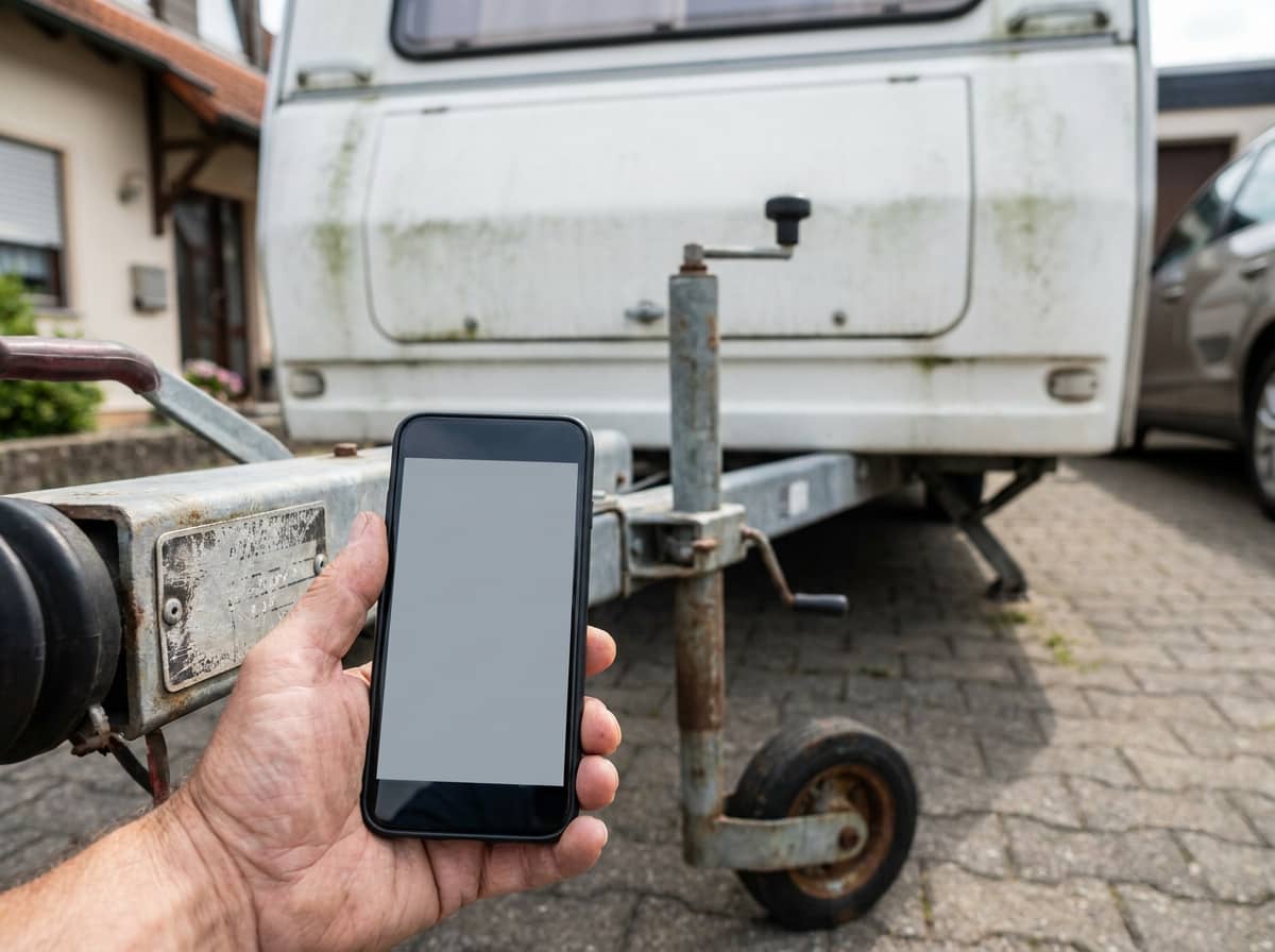 Typenschild an einem Wohnwagen mit Baujahr, Maßen und zulässigem Gesamtgewicht Typenschild an einem Wohnwagen mit Baujahr, Maßen und zulässigem Gesamtgewicht